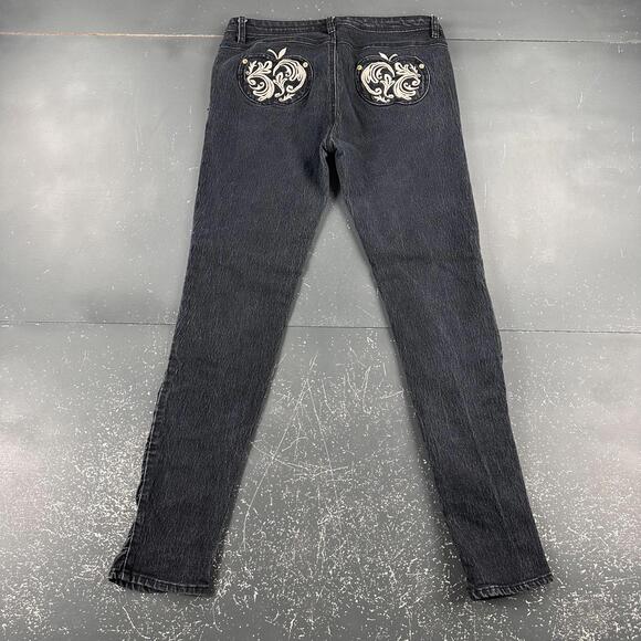 Applebottoms Jeans Womens 13/14 34x30 Black Ruffled Hems Embroidered Back Pocket - Picture 9 of 10